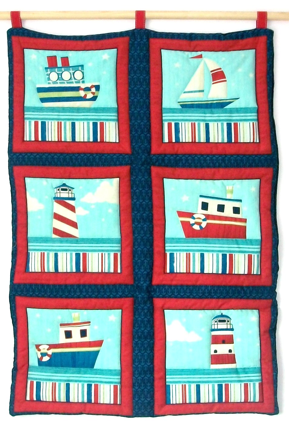 nautical-boat-ship-lighthouse-quilted-wall-hanging-6-pictures-on-luulla