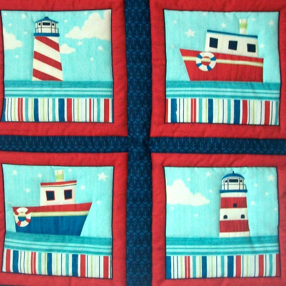 nautical-boat-ship-lighthouse-quilted-wall-hanging-6-pictures-on-luulla